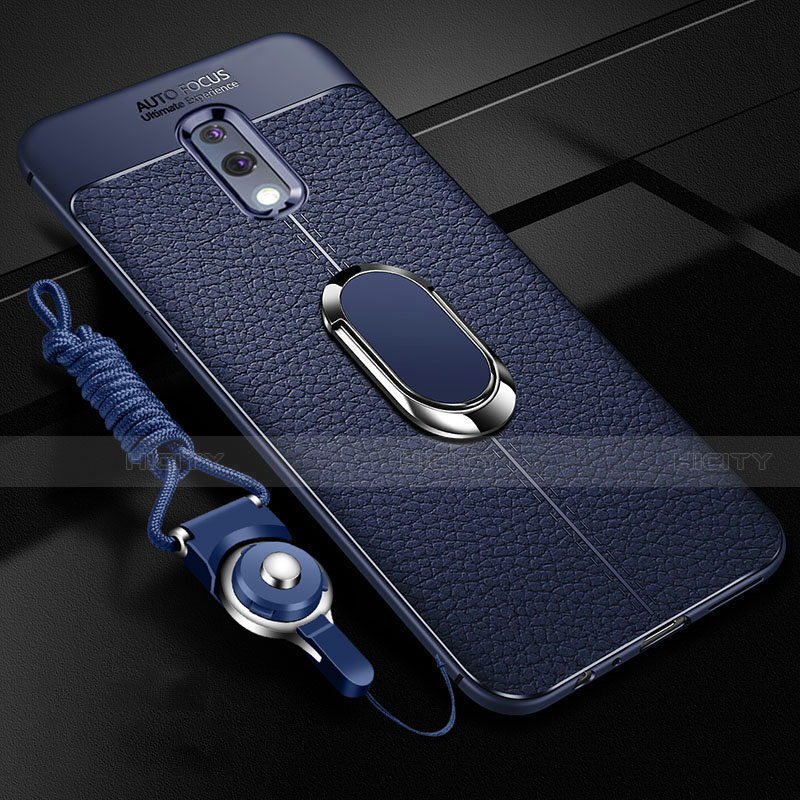 Custodia Silicone Morbida In Pelle Cover con Magnetico Anello Supporto per Oppo K3 Blu