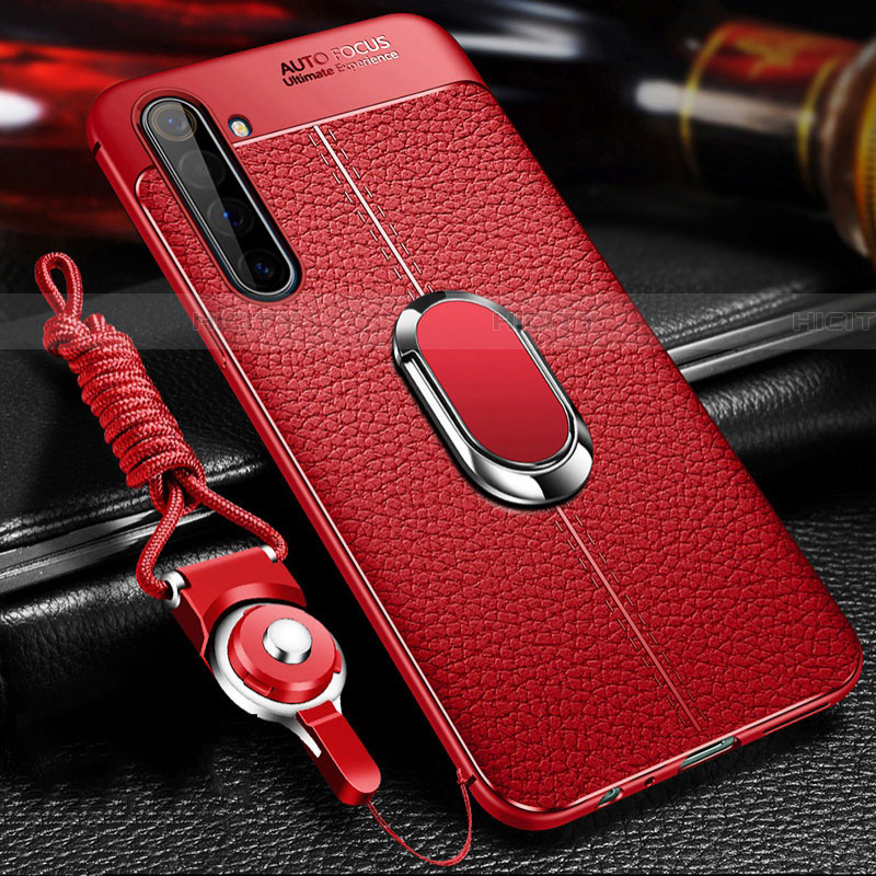 Custodia Silicone Morbida In Pelle Cover con Magnetico Anello Supporto per Realme X50 Pro 5G Rosso