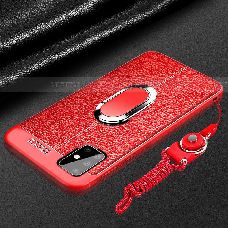 Custodia Silicone Morbida In Pelle Cover con Magnetico Anello Supporto per Samsung Galaxy A71 5G Rosso