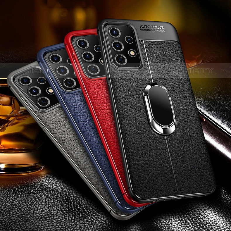 Custodia Silicone Morbida In Pelle Cover con Magnetico Anello Supporto per Samsung Galaxy M32 5G