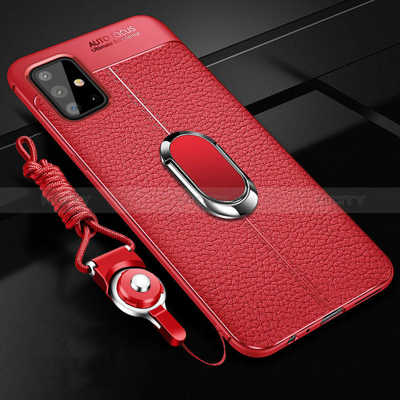 Custodia Silicone Morbida In Pelle Cover con Magnetico Anello Supporto per Samsung Galaxy M40S Rosso