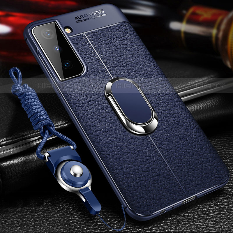 Custodia Silicone Morbida In Pelle Cover con Magnetico Anello Supporto per Samsung Galaxy S21 5G