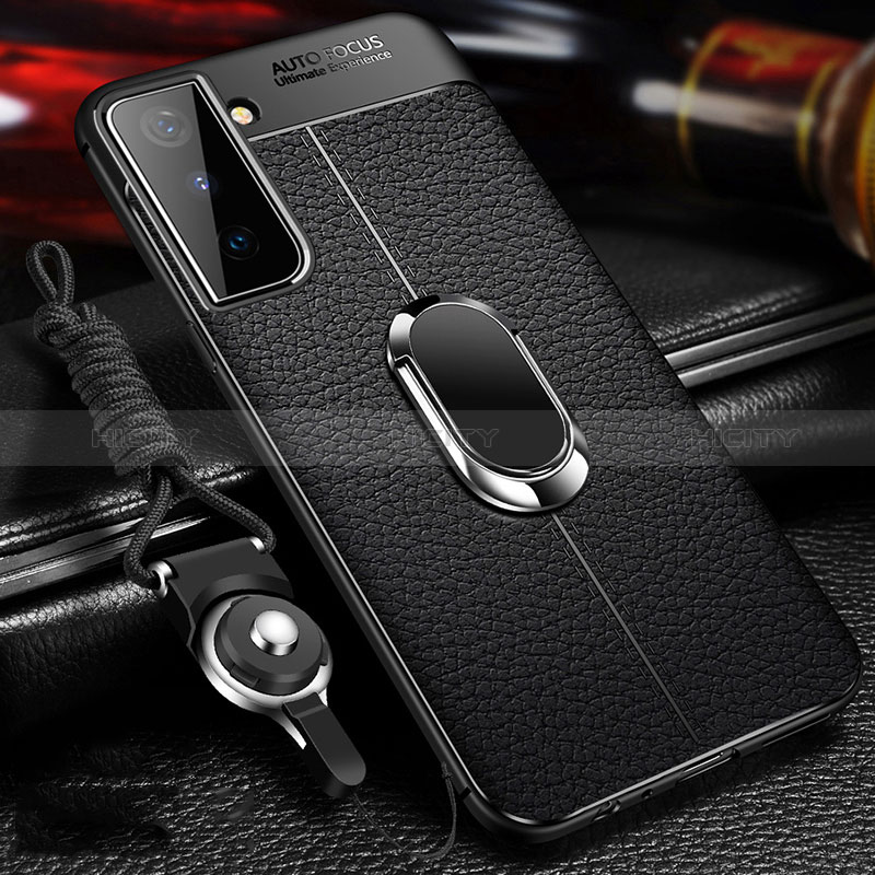 Custodia Silicone Morbida In Pelle Cover con Magnetico Anello Supporto per Samsung Galaxy S24 Plus 5G Nero