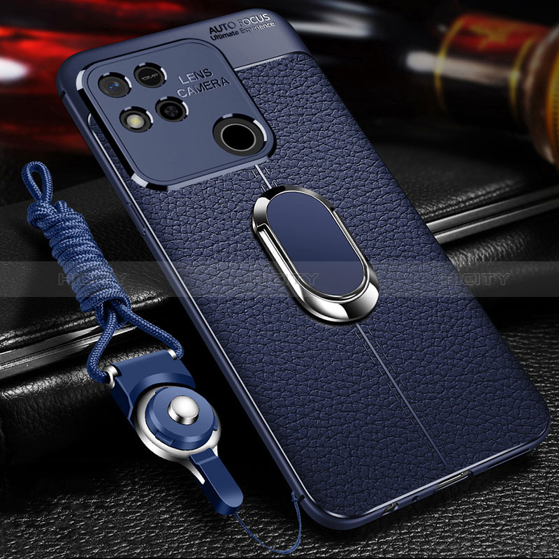 Custodia Silicone Morbida In Pelle Cover con Magnetico Anello Supporto per Xiaomi Redmi 9 Activ