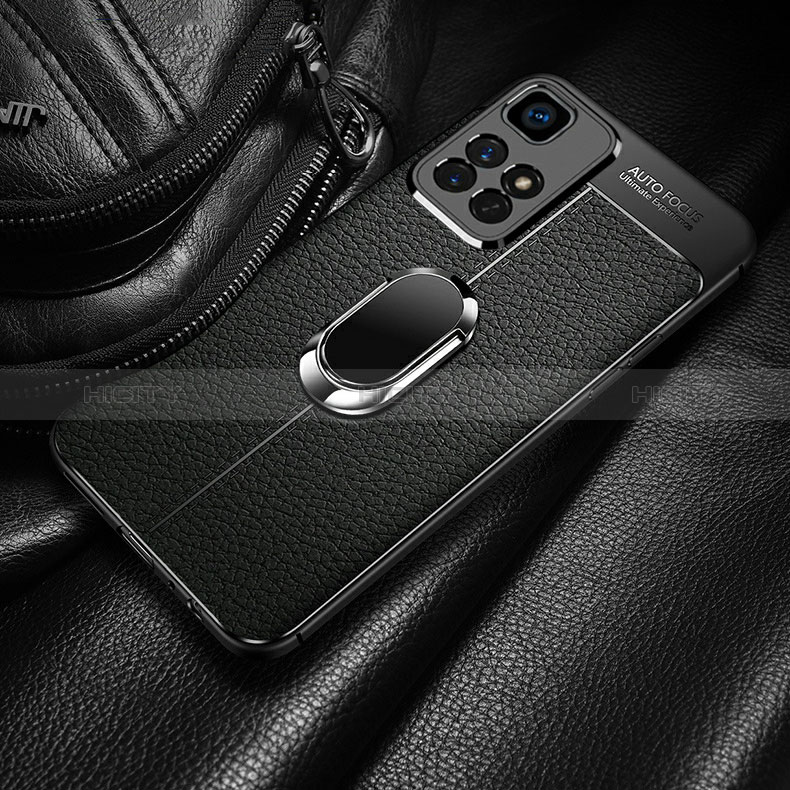 Custodia Silicone Morbida In Pelle Cover con Magnetico Anello Supporto per Xiaomi Redmi Note 11 5G