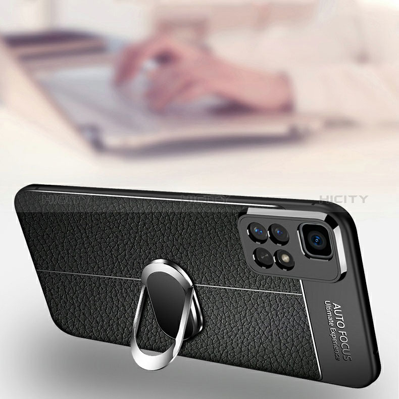 Custodia Silicone Morbida In Pelle Cover con Magnetico Anello Supporto per Xiaomi Redmi Note 11 5G