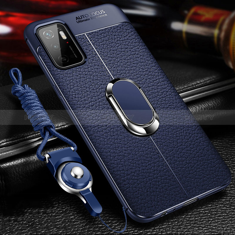 Custodia Silicone Morbida In Pelle Cover con Magnetico Anello Supporto per Xiaomi Redmi Note 11 SE 5G Blu