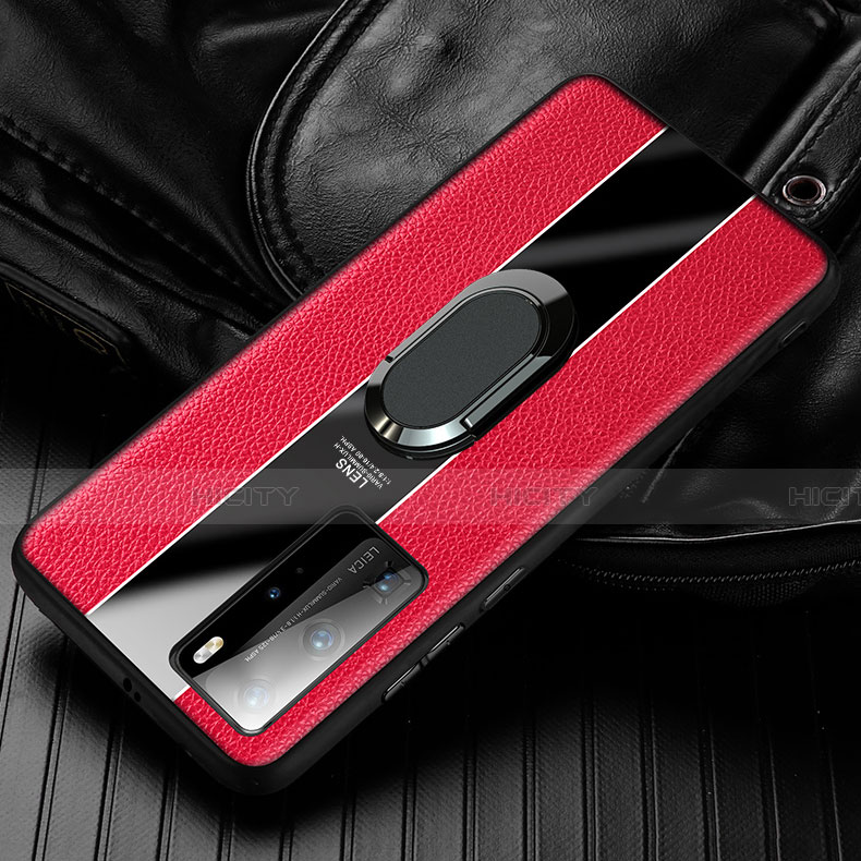 Custodia Silicone Morbida In Pelle Cover con Magnetico Anello Supporto S01 per Huawei Honor 30