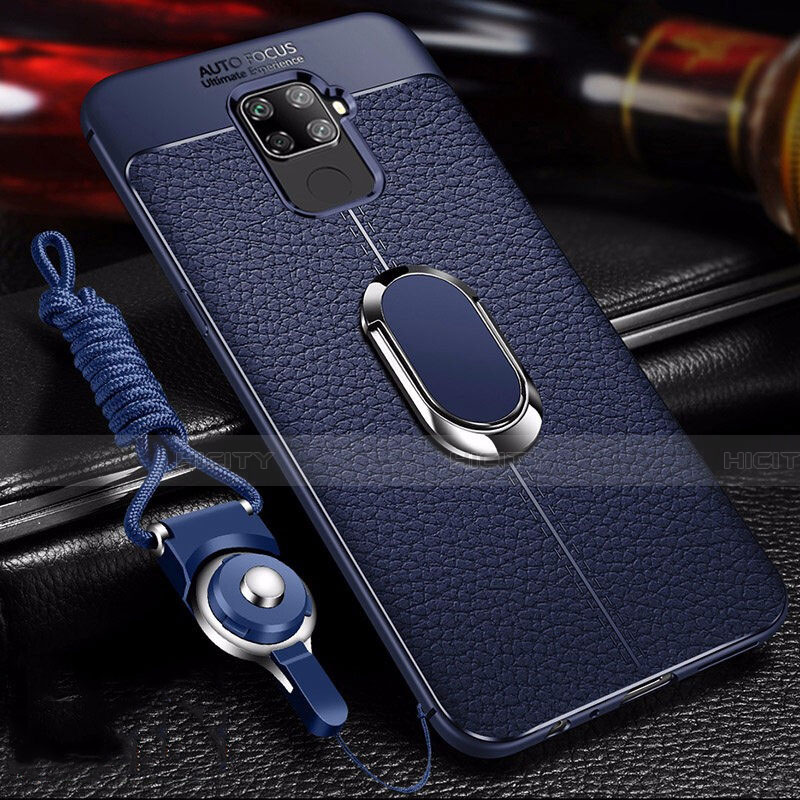 Custodia Silicone Morbida In Pelle Cover con Magnetico Anello Supporto S01 per Huawei Mate 30 Lite