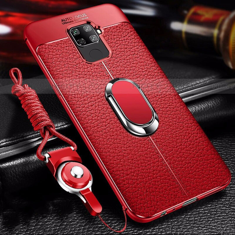 Custodia Silicone Morbida In Pelle Cover con Magnetico Anello Supporto S01 per Huawei Nova 5i Pro Rosso