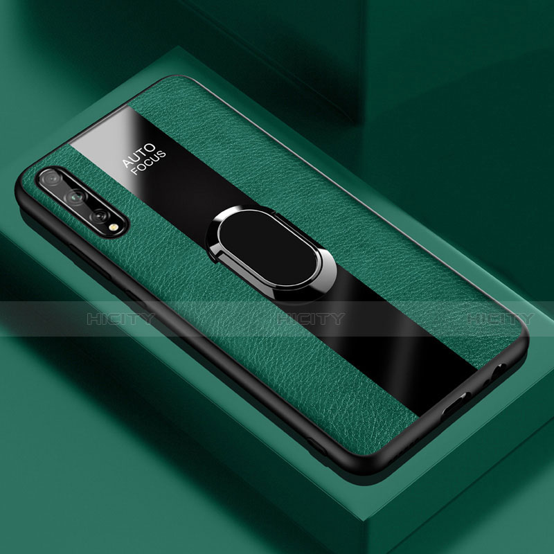 Custodia Silicone Morbida In Pelle Cover con Magnetico Anello Supporto S01 per Huawei Y8p