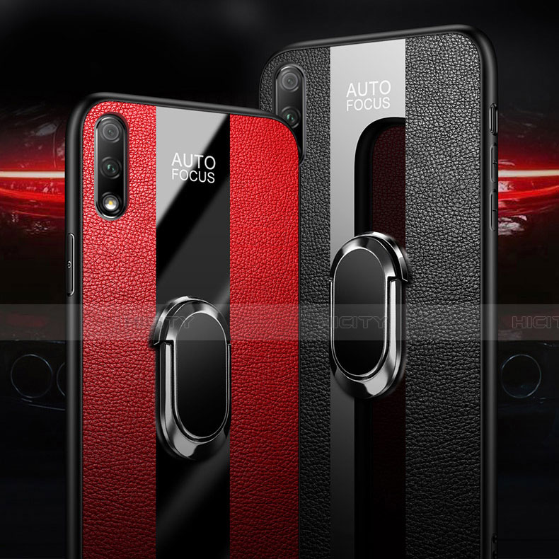 Custodia Silicone Morbida In Pelle Cover con Magnetico Anello Supporto S01 per Huawei Y9 Prime (2019)