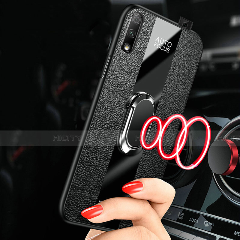 Custodia Silicone Morbida In Pelle Cover con Magnetico Anello Supporto S01 per Huawei Y9 Prime (2019)