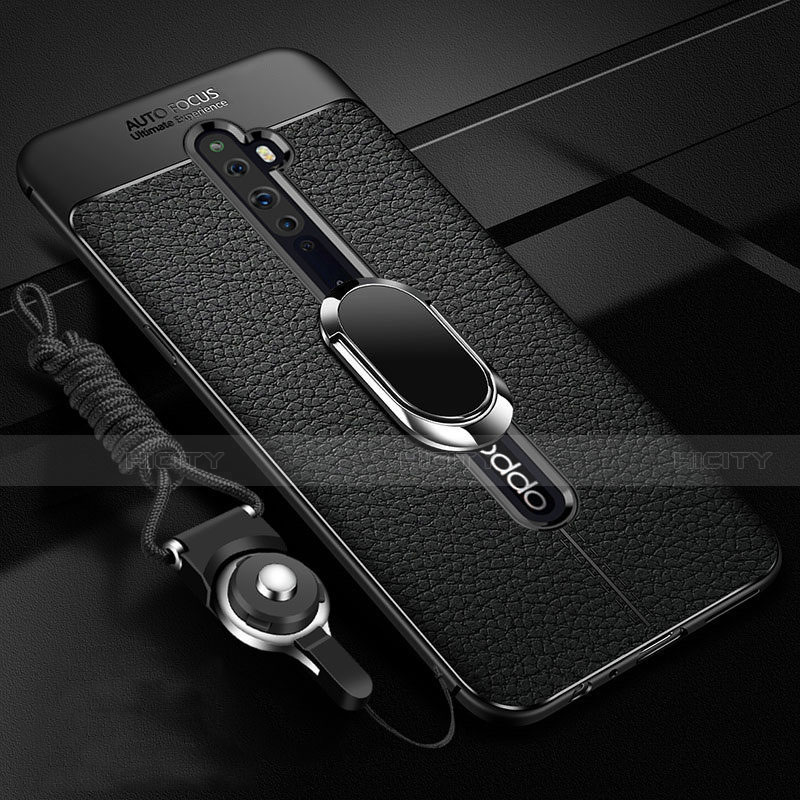 Custodia Silicone Morbida In Pelle Cover con Magnetico Anello Supporto S01 per Oppo Reno2 Z