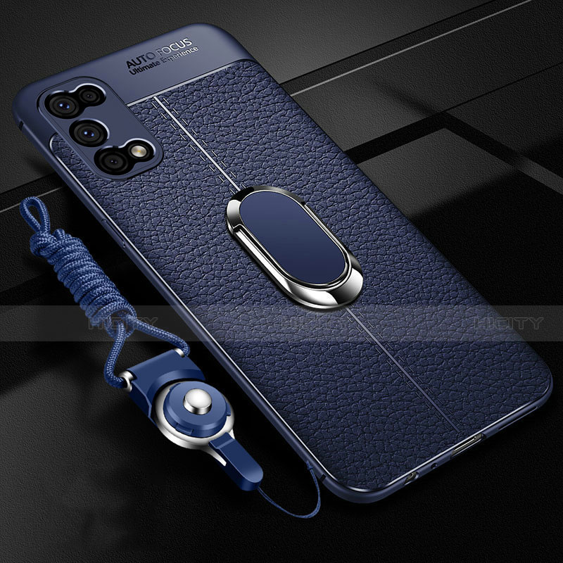 Custodia Silicone Morbida In Pelle Cover con Magnetico Anello Supporto S01 per Realme Narzo 30 Pro 5G