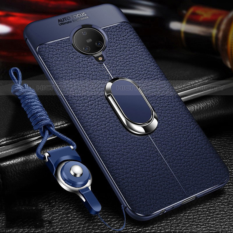 Custodia Silicone Morbida In Pelle Cover con Magnetico Anello Supporto S01 per Vivo Nex 3 Blu