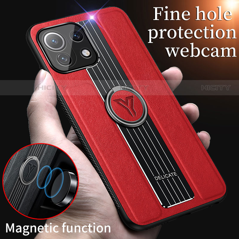 Custodia Silicone Morbida In Pelle Cover con Magnetico Anello Supporto S01 per Xiaomi Mi 11 Pro 5G