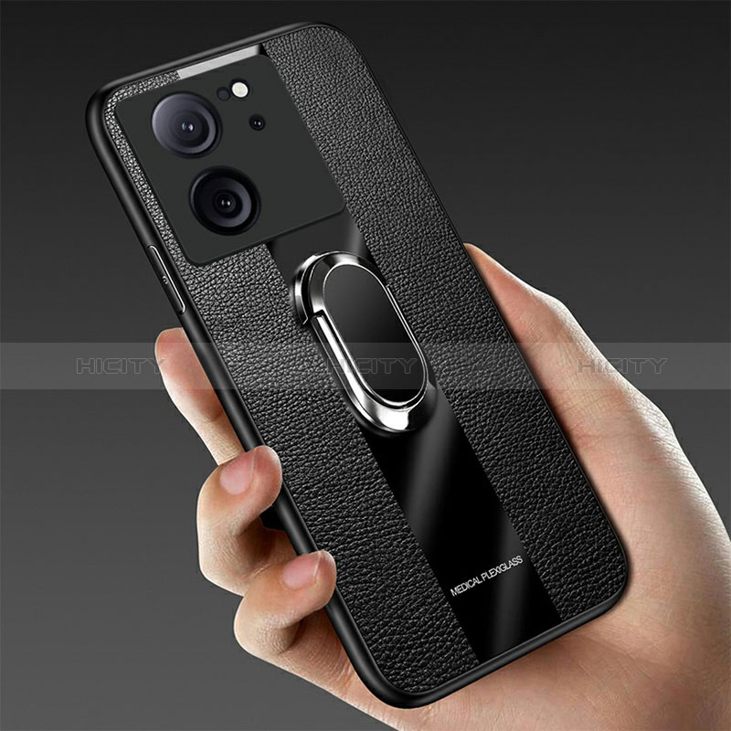 Custodia Silicone Morbida In Pelle Cover con Magnetico Anello Supporto S01 per Xiaomi Mi 13T Pro 5G