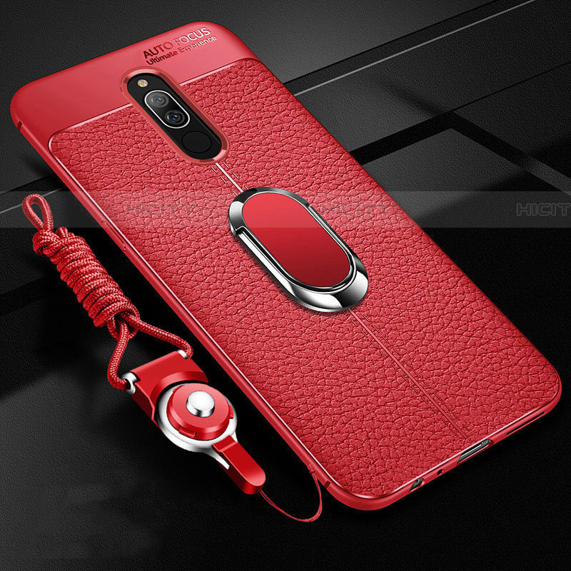 Custodia Silicone Morbida In Pelle Cover con Magnetico Anello Supporto S01 per Xiaomi Redmi 8 Rosso