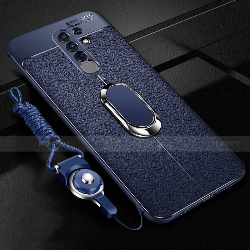 Custodia Silicone Morbida In Pelle Cover con Magnetico Anello Supporto S01 per Xiaomi Redmi 9