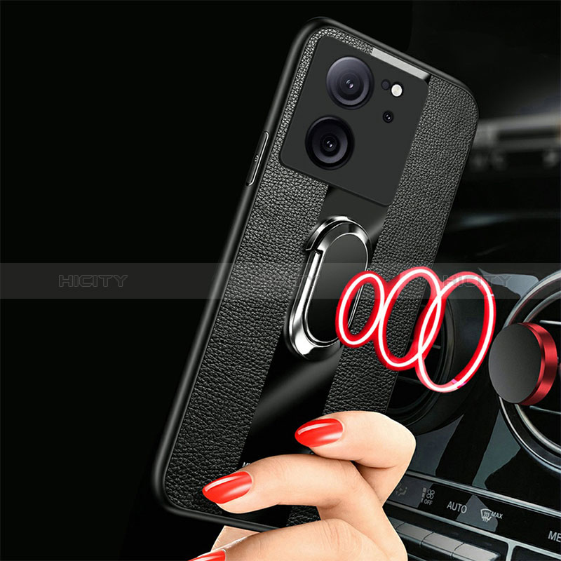 Custodia Silicone Morbida In Pelle Cover con Magnetico Anello Supporto S01 per Xiaomi Redmi K60 Ultra 5G