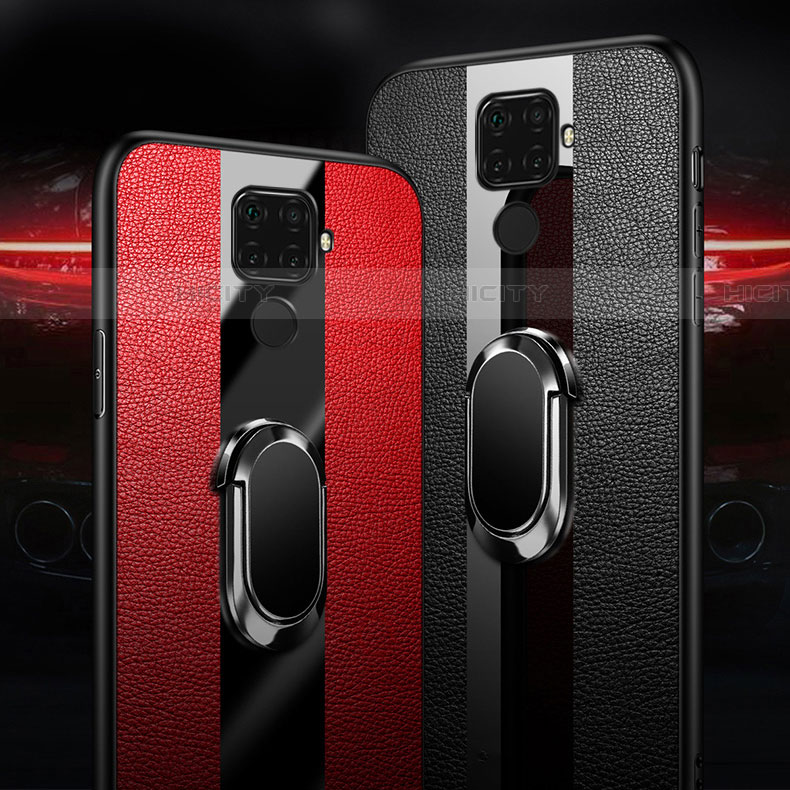 Custodia Silicone Morbida In Pelle Cover con Magnetico Anello Supporto S02 per Huawei Nova 5i Pro