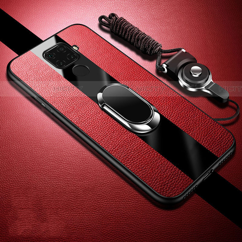 Custodia Silicone Morbida In Pelle Cover con Magnetico Anello Supporto S02 per Huawei Nova 5i Pro Rosso