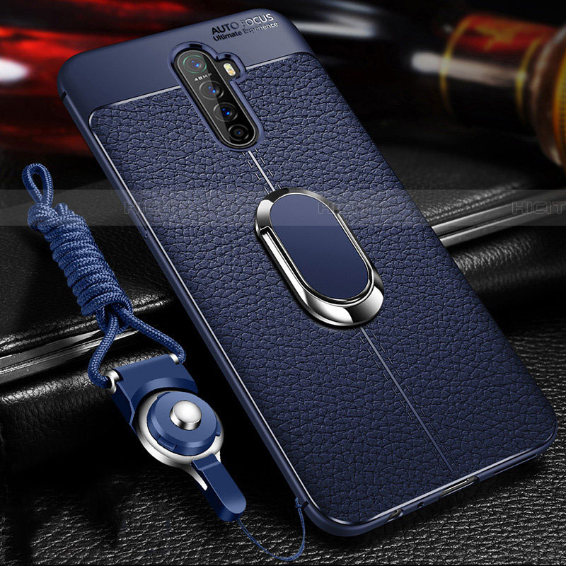 Custodia Silicone Morbida In Pelle Cover con Magnetico Anello Supporto S02 per Oppo Reno Ace