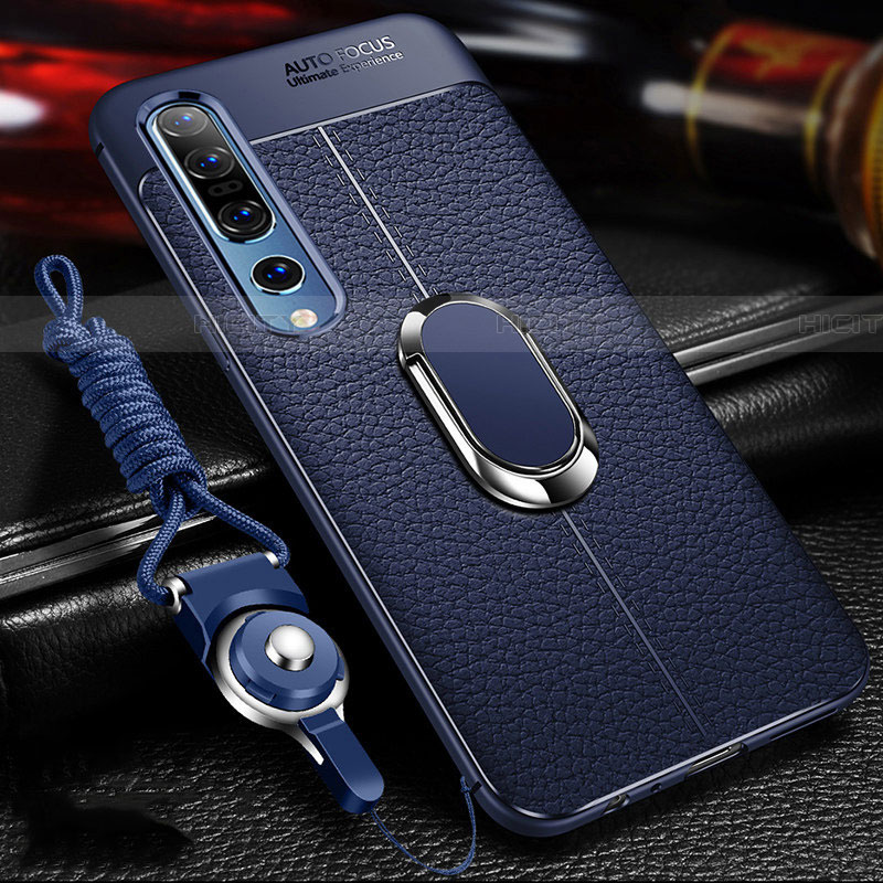 Custodia Silicone Morbida In Pelle Cover con Magnetico Anello Supporto S02 per Xiaomi Mi 10 Pro