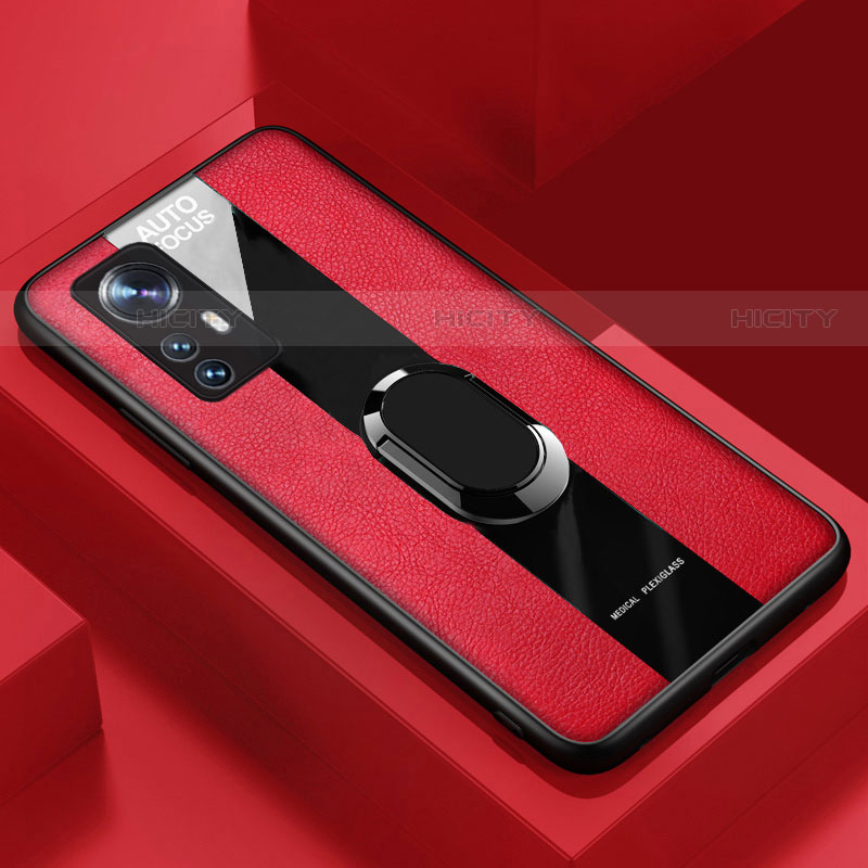 Custodia Silicone Morbida In Pelle Cover con Magnetico Anello Supporto S02 per Xiaomi Mi 12 Pro 5G