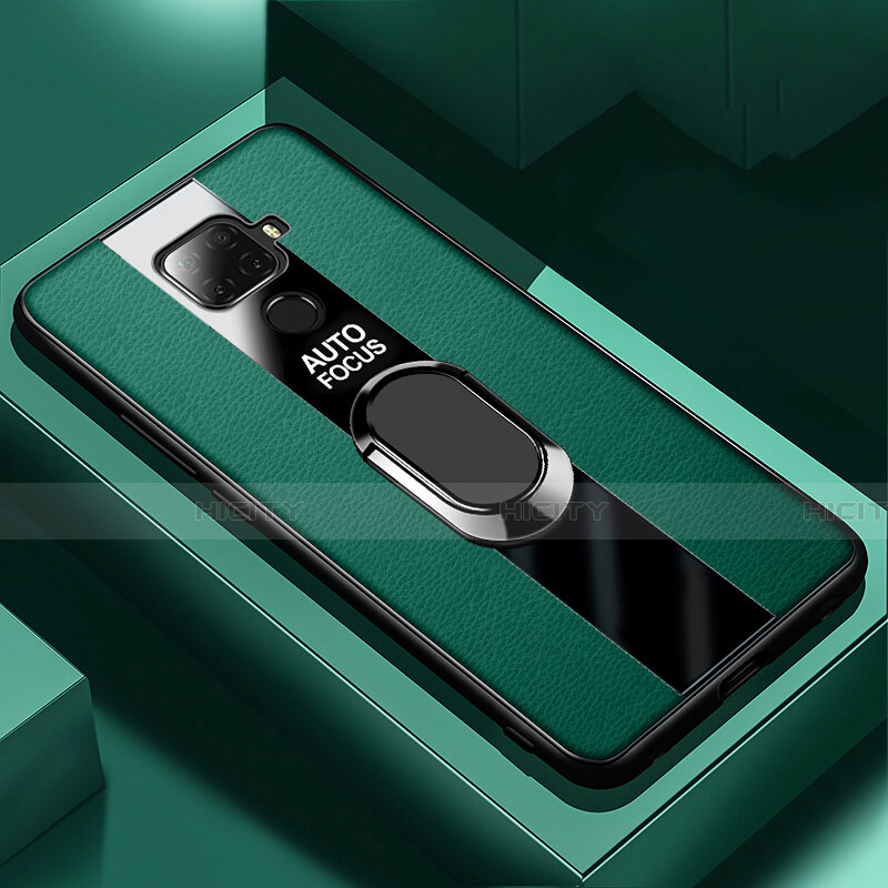 Custodia Silicone Morbida In Pelle Cover con Magnetico Anello Supporto S03 per Huawei Mate 30 Lite Verde