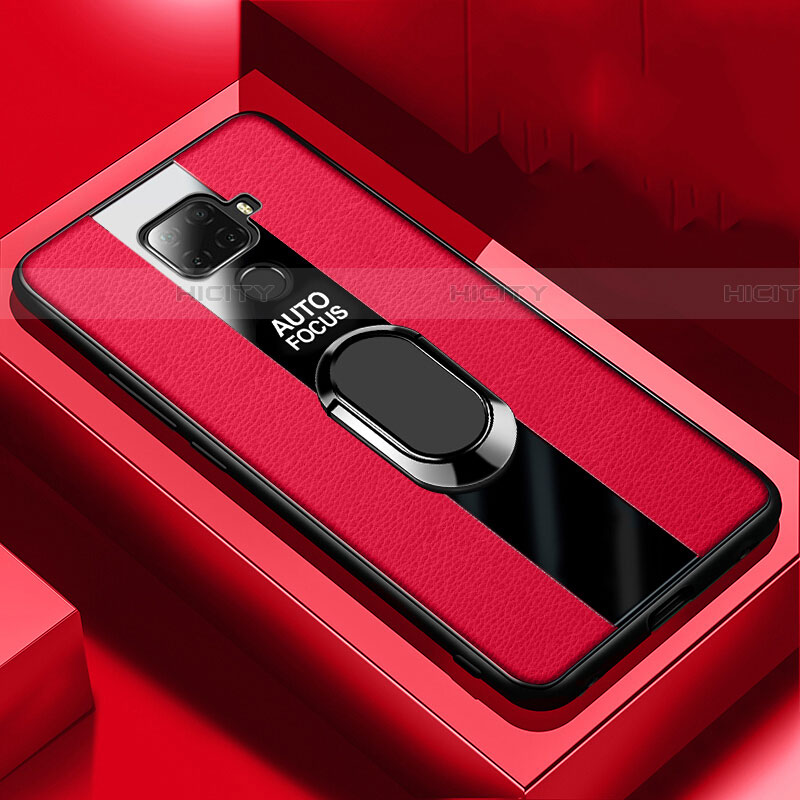 Custodia Silicone Morbida In Pelle Cover con Magnetico Anello Supporto S03 per Huawei Nova 5i Pro Rosso