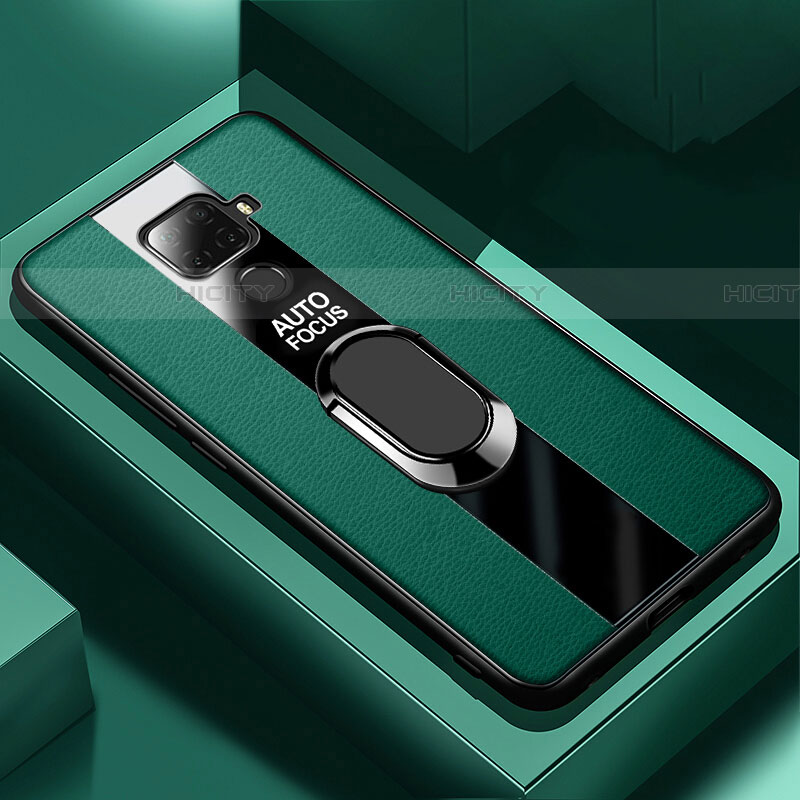 Custodia Silicone Morbida In Pelle Cover con Magnetico Anello Supporto S03 per Huawei Nova 5i Pro Verde