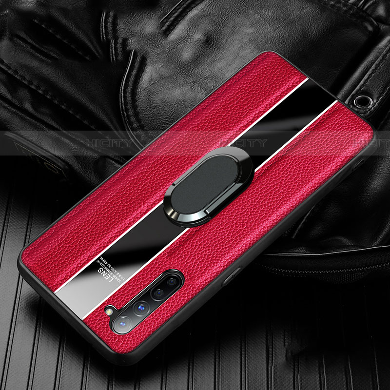 Custodia Silicone Morbida In Pelle Cover con Magnetico Anello Supporto S03 per Oppo Find X2 Lite Rosso