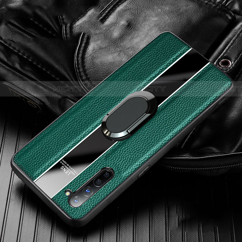 Custodia Silicone Morbida In Pelle Cover con Magnetico Anello Supporto S03 per Oppo Find X2 Lite Verde