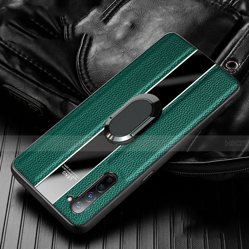 Custodia Silicone Morbida In Pelle Cover con Magnetico Anello Supporto S03 per Oppo Reno3 Verde