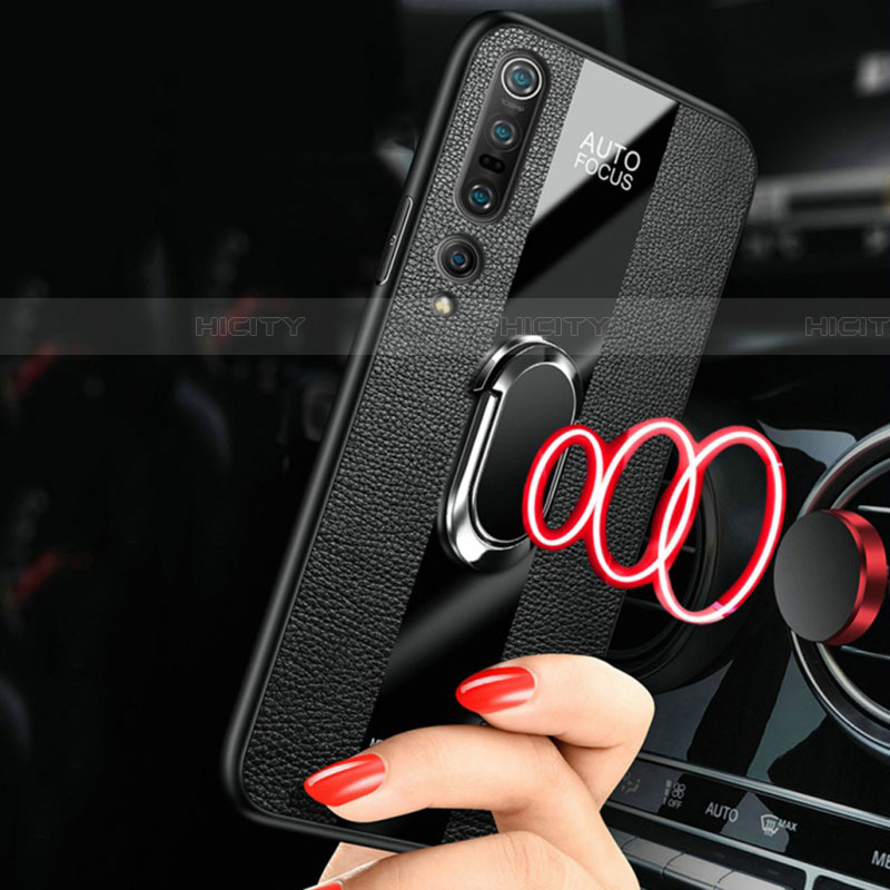 Custodia Silicone Morbida In Pelle Cover con Magnetico Anello Supporto S03 per Xiaomi Mi 10 Pro