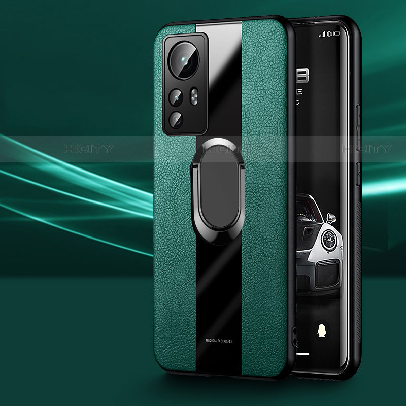 Custodia Silicone Morbida In Pelle Cover con Magnetico Anello Supporto S03 per Xiaomi Mi 12S 5G Verde