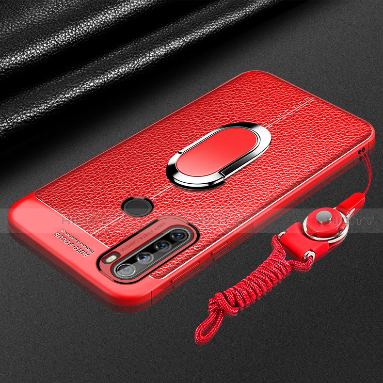 Custodia Silicone Morbida In Pelle Cover con Magnetico Anello Supporto S03 per Xiaomi Redmi Note 8 Rosso