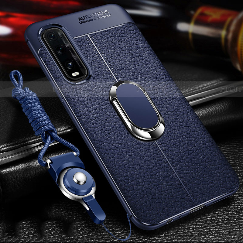 Custodia Silicone Morbida In Pelle Cover con Magnetico Anello Supporto S04 per Oppo Find X2