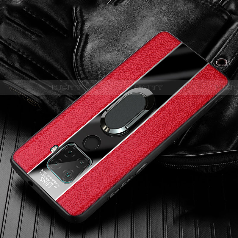 Custodia Silicone Morbida In Pelle Cover con Magnetico Anello Supporto S05 per Huawei Nova 5i Pro Rosso