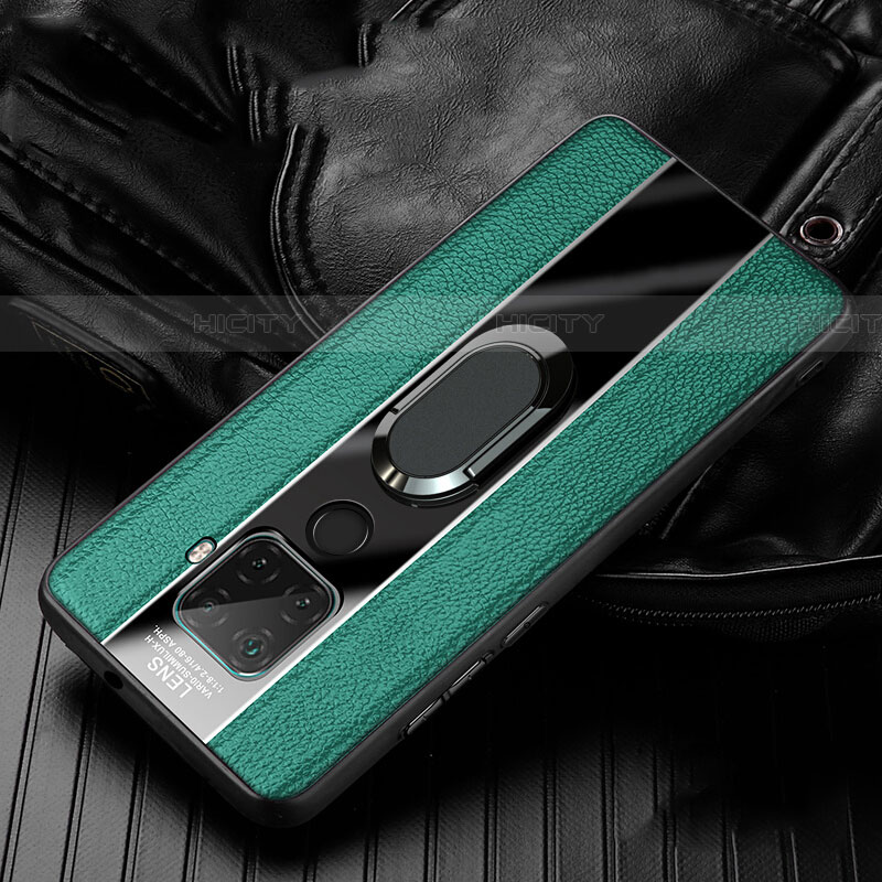 Custodia Silicone Morbida In Pelle Cover con Magnetico Anello Supporto S05 per Huawei Nova 5i Pro Verde