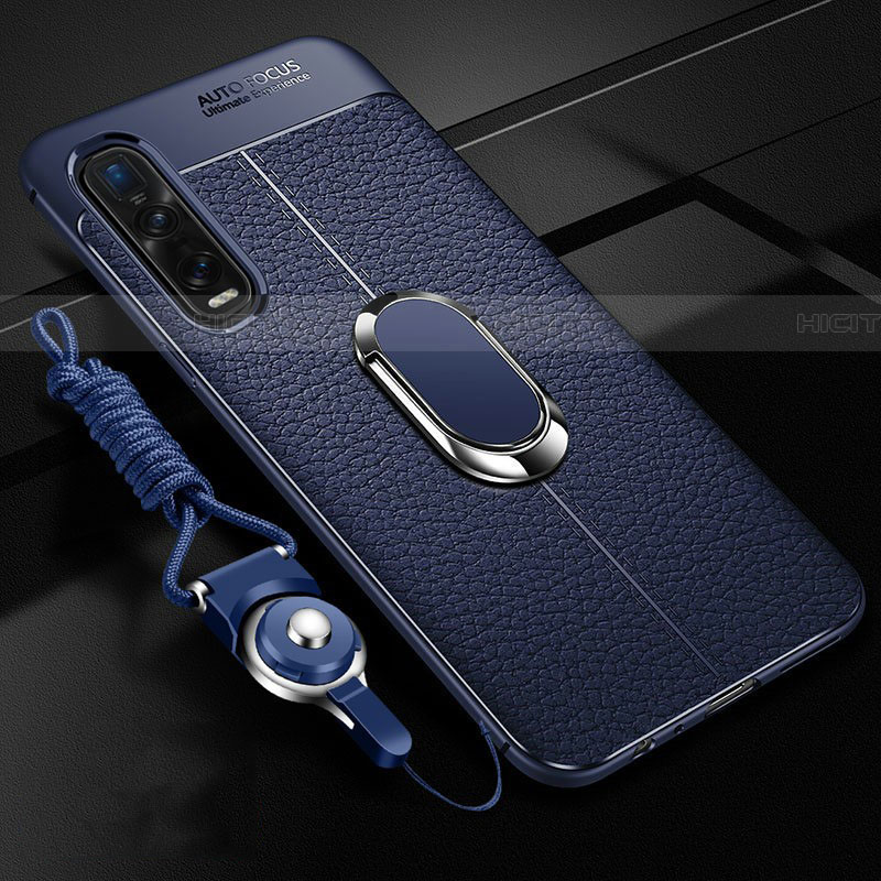 Custodia Silicone Morbida In Pelle Cover con Magnetico Anello Supporto S05 per Oppo Find X2 Pro