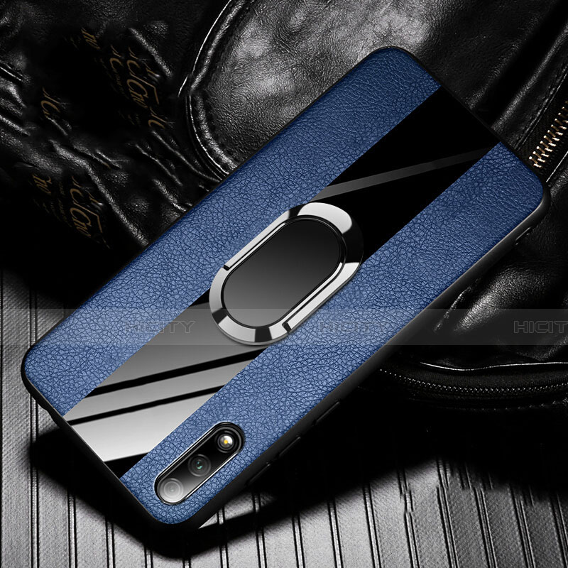 Custodia Silicone Morbida In Pelle Cover con Magnetico Anello Supporto S06 per Huawei Honor 9X