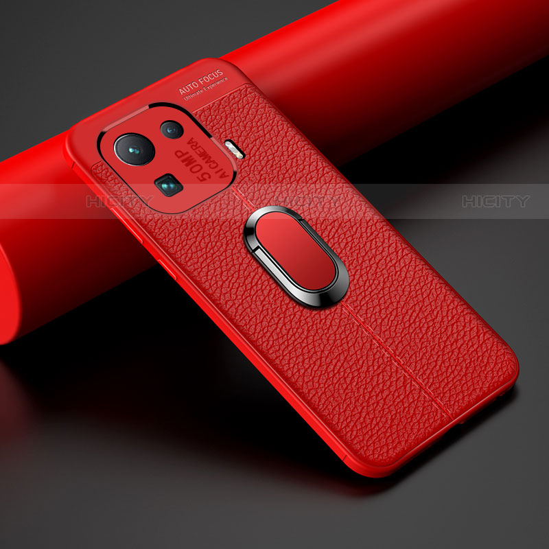 Custodia Silicone Morbida In Pelle Cover con Magnetico Anello Supporto S07 per Xiaomi Mi 11 Pro 5G