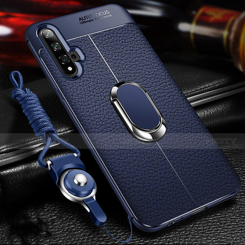 Custodia Silicone Morbida In Pelle Cover con Magnetico Anello Supporto T01 per Huawei Honor 20