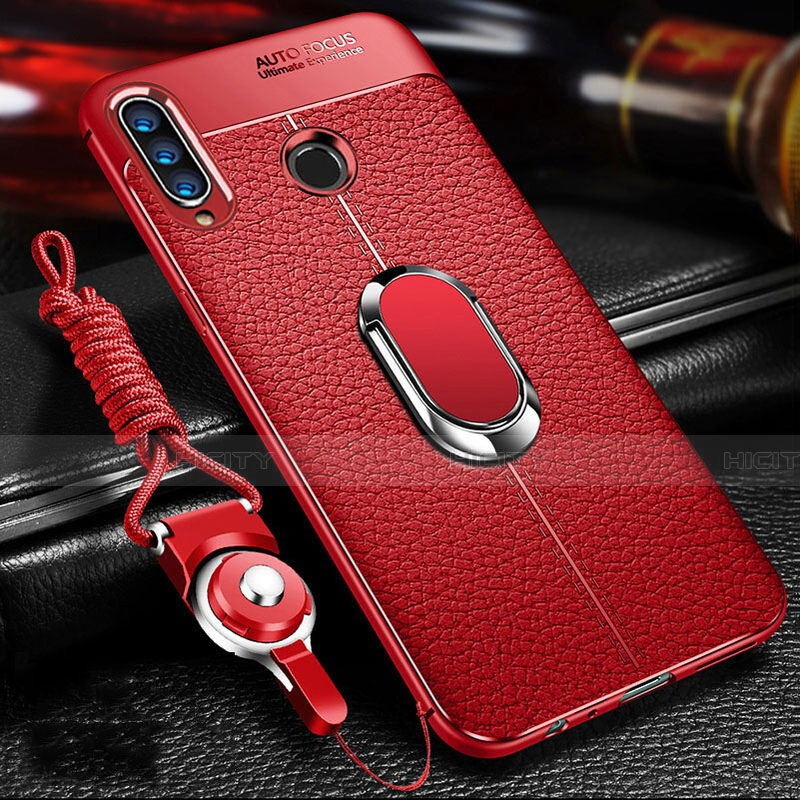 Custodia Silicone Morbida In Pelle Cover con Magnetico Anello Supporto T01 per Huawei Honor 20E Rosso