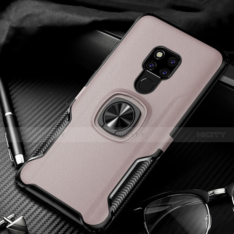 Custodia Silicone Morbida In Pelle Cover con Magnetico Anello Supporto T01 per Huawei Mate 20