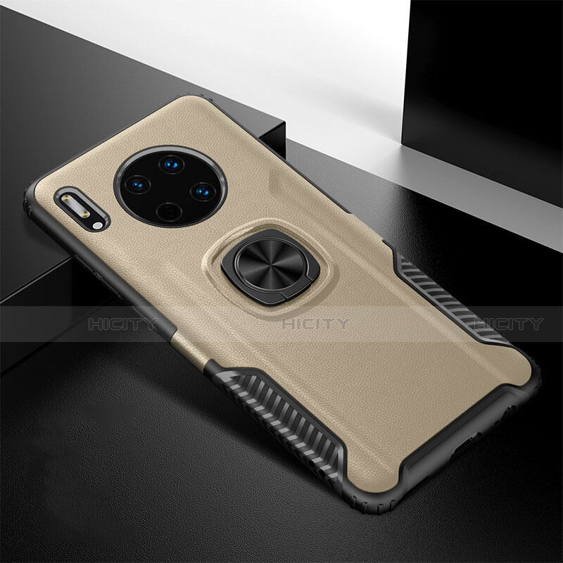 Custodia Silicone Morbida In Pelle Cover con Magnetico Anello Supporto T01 per Huawei Mate 30