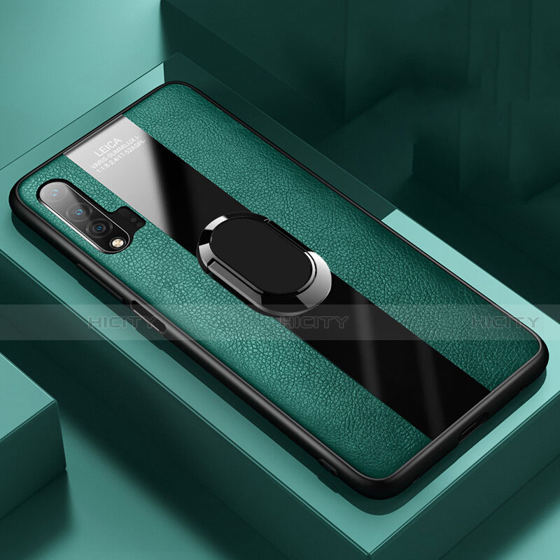 Custodia Silicone Morbida In Pelle Cover con Magnetico Anello Supporto T01 per Huawei Nova 6 5G Verde